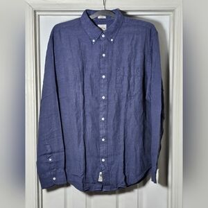 J.Crew Baird McNutt Garment-dyed Irish Linen Classic Shirt Sunfaded Indigo Large